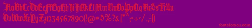 Pommerngotisch Font – Red Fonts on Purple Background