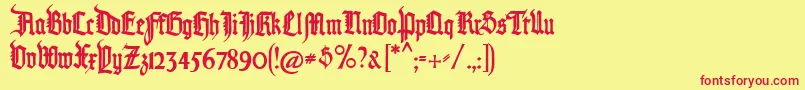 フォントPommerngotisch – 赤い文字の黄色い背景