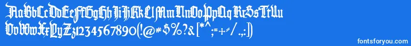 フォントPommerngotisch – 青い背景に白い文字