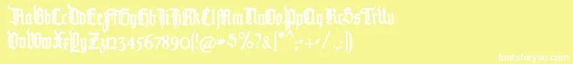 Fonte Pommerngotisch – fontes brancas em um fundo amarelo