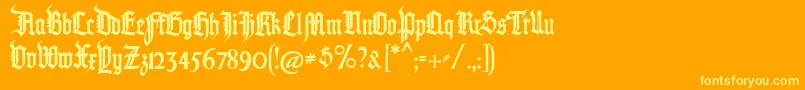 Saiba mais sobre a fonte Pommerngotisch Fonte Pommerngotisch – fontes amarelas em um fundo laranja