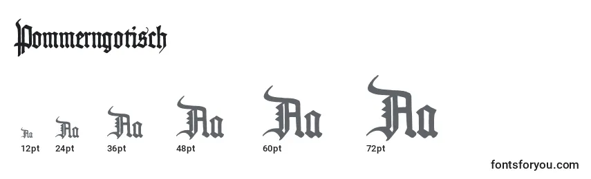 Размеры шрифта Pommerngotisch