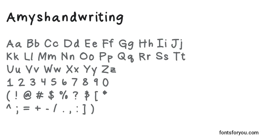 Schriftart Amyshandwriting – Alphabet, Zahlen, spezielle Symbole