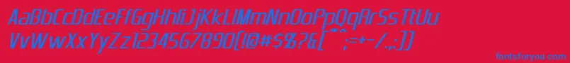 Fonte EmotionEngineItalic – fontes azuis em um fundo vermelho