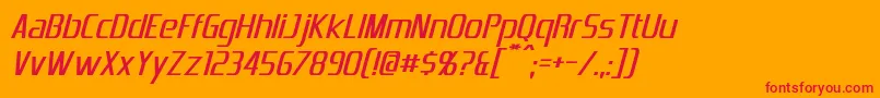 フォントEmotionEngineItalic – オレンジの背景に赤い文字