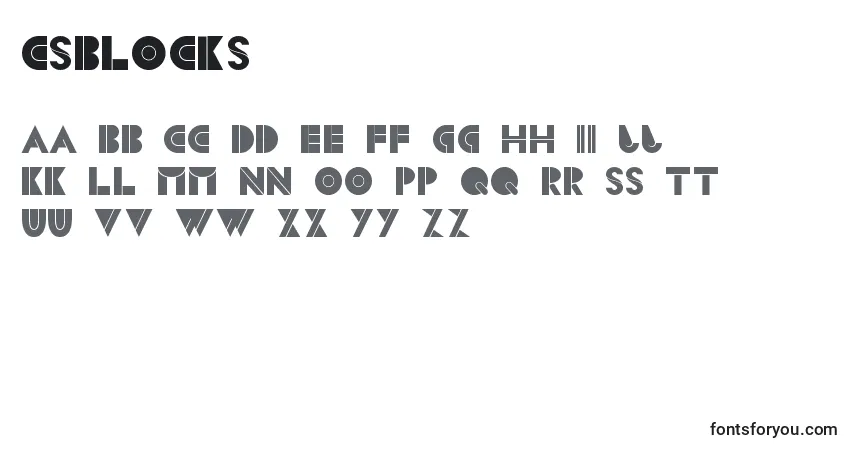 Czcionka CsBlocks – alfabet, cyfry, specjalne znaki