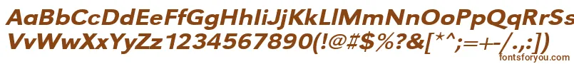 UrwgrotesktmedextwidOblique-fontti – ruskeat fontit valkoisella taustalla