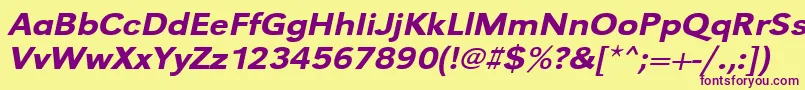 UrwgrotesktmedextwidOblique Font – Purple Fonts on Yellow Background