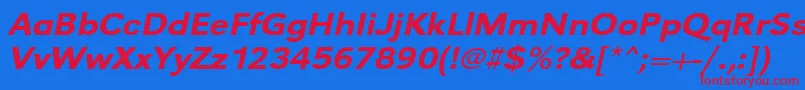 UrwgrotesktmedextwidOblique Font – Red Fonts on Blue Background