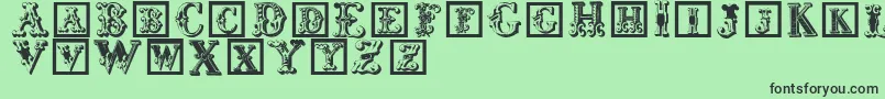 Corrodetinitials-fontti – mustat fontit vihreällä taustalla