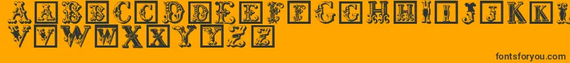 Corrodetinitials-Schriftart – Schwarze Schriften auf orangefarbenem Hintergrund