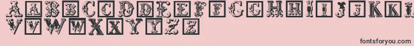 Corrodetinitials-fontti – mustat fontit vaaleanpunaisella taustalla
