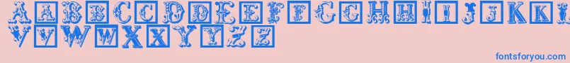 Corrodetinitials-Schriftart – Blaue Schriften auf rosa Hintergrund