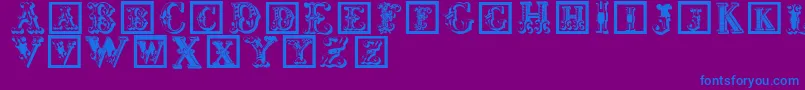 フォントCorrodetinitials – 紫色の背景に青い文字