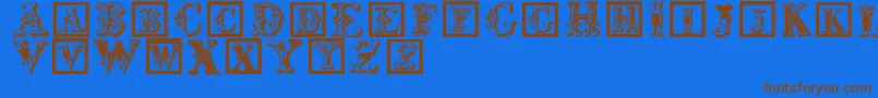 Corrodetinitials-fontti – ruskeat fontit sinisellä taustalla