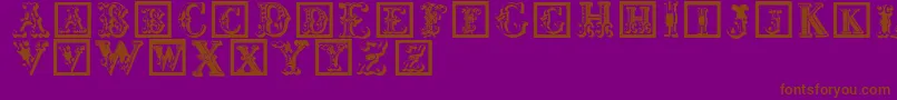 Corrodetinitials-fontti – ruskeat fontit violetilla taustalla