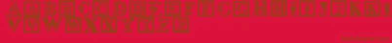 Corrodetinitials-Schriftart – Braune Schriften auf rotem Hintergrund