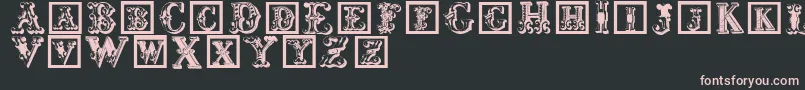 Corrodetinitials-Schriftart – Rosa Schriften auf schwarzem Hintergrund