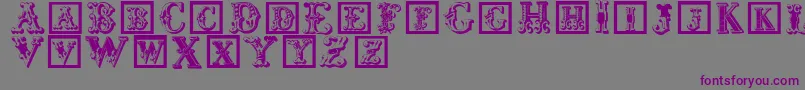 Corrodetinitials-Schriftart – Violette Schriften auf grauem Hintergrund