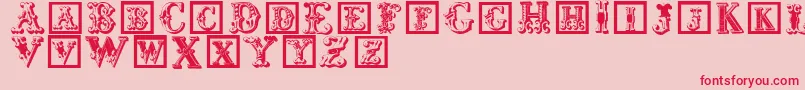 Corrodetinitials-Schriftart – Rote Schriften auf rosa Hintergrund