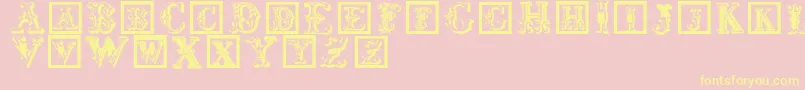 Corrodetinitials-fontti – keltaiset fontit vaaleanpunaisella taustalla