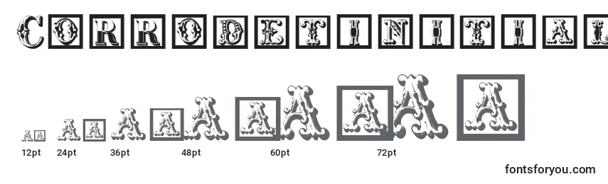 Corrodetinitials Font Sizes