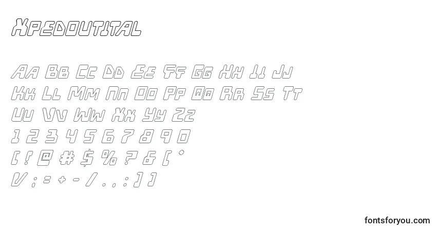Schriftart Xpedoutital – Alphabet, Zahlen, spezielle Symbole