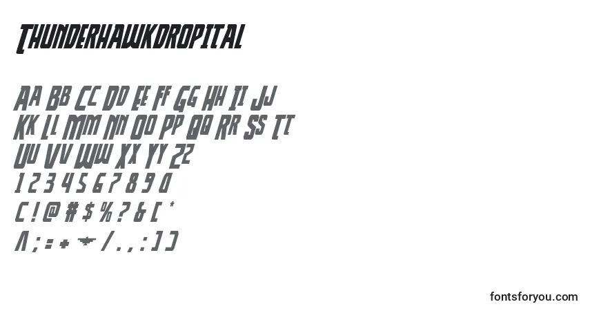Schriftart Thunderhawkdropital – Alphabet, Zahlen, spezielle Symbole