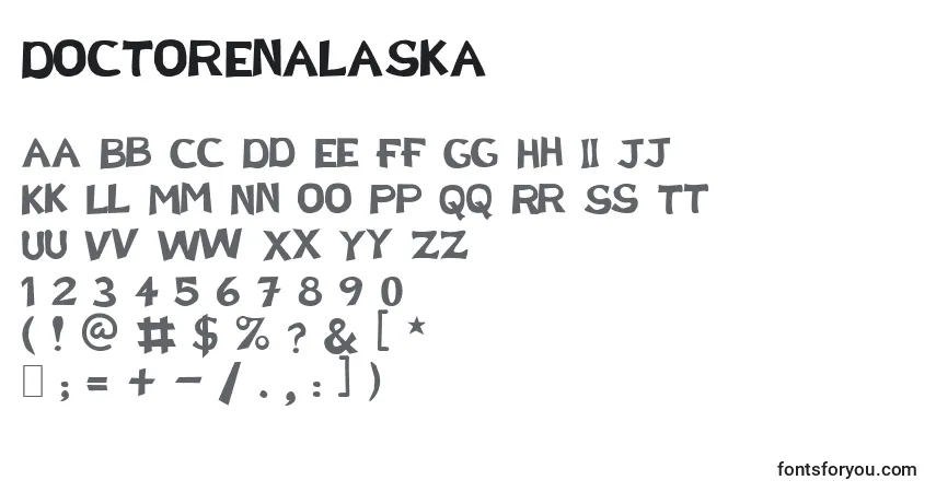 A fonte DoctorEnAlaska – alfabeto, números, caracteres especiais