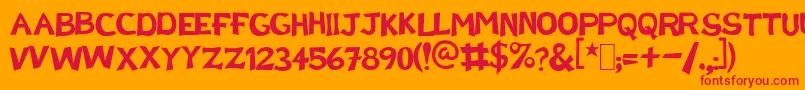 フォントDoctorEnAlaska – オレンジの背景に赤い文字