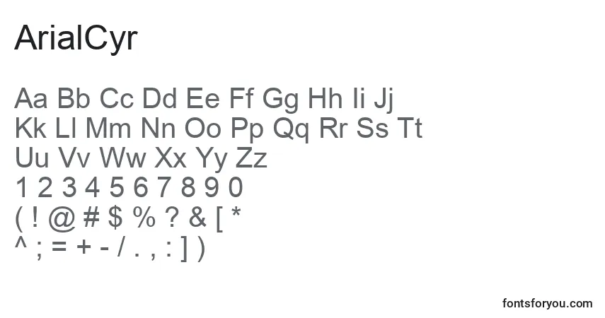 ArialCyr-fontti – aakkoset, numerot, erikoismerkit