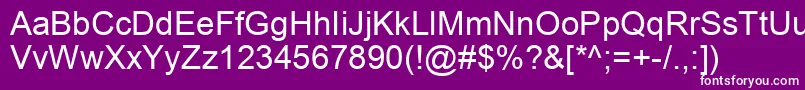 フォントArialCyr – 紫の背景に白い文字