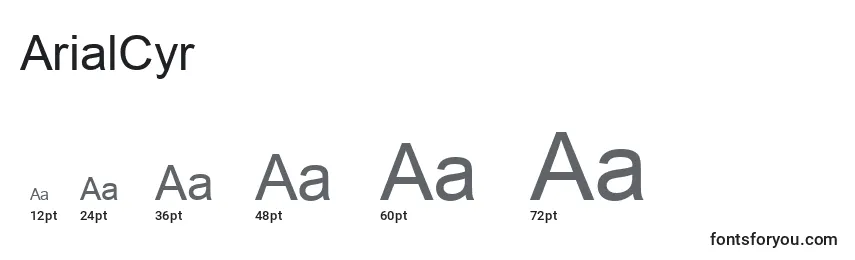 Размеры шрифта ArialCyr