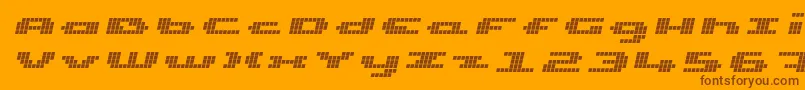 UpTinyLcdFourItalic Font – Brown Fonts on Orange Background