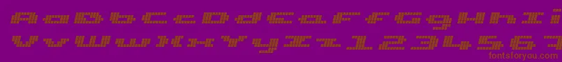 フォントUpTinyLcdFourItalic – 紫色の背景に茶色のフォント