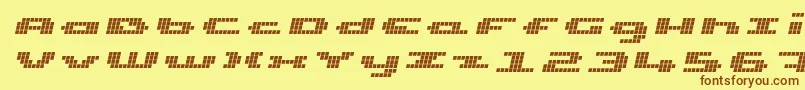 Шрифт UpTinyLcdFourItalic – коричневые шрифты на жёлтом фоне