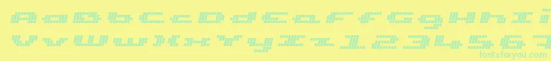 フォントUpTinyLcdFourItalic – 黄色い背景に緑の文字