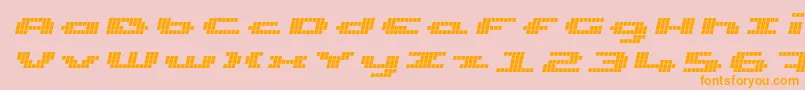 UpTinyLcdFourItalic Font – Orange Fonts on Pink Background