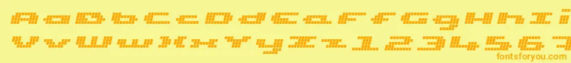 UpTinyLcdFourItalic Font – Orange Fonts on Yellow Background