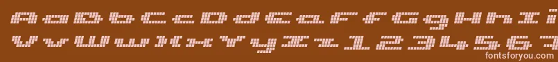 UpTinyLcdFourItalic Font – Pink Fonts on Brown Background