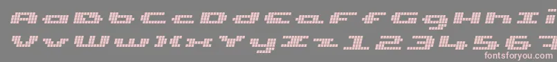 UpTinyLcdFourItalic Font – Pink Fonts on Gray Background
