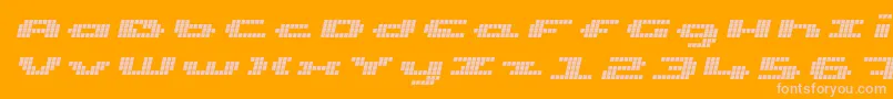 UpTinyLcdFourItalic Font – Pink Fonts on Orange Background