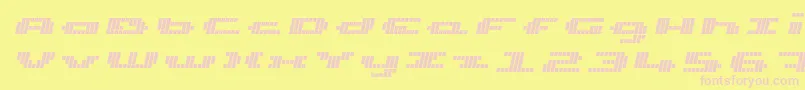 UpTinyLcdFourItalic Font – Pink Fonts on Yellow Background