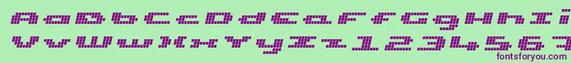 UpTinyLcdFourItalic Font – Purple Fonts on Green Background