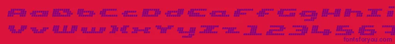 UpTinyLcdFourItalic-Schriftart – Violette Schriften auf rotem Hintergrund