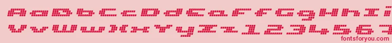 Шрифт UpTinyLcdFourItalic – красные шрифты на розовом фоне