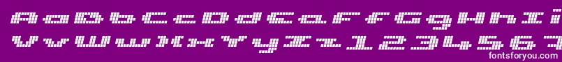 UpTinyLcdFourItalic Font – White Fonts on Purple Background