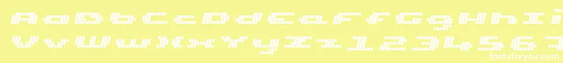 UpTinyLcdFourItalic Font – White Fonts on Yellow Background