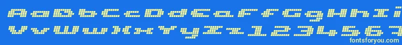 フォントUpTinyLcdFourItalic – 黄色の文字、青い背景