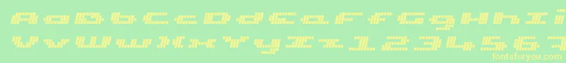 フォントUpTinyLcdFourItalic – 黄色の文字が緑の背景にあります